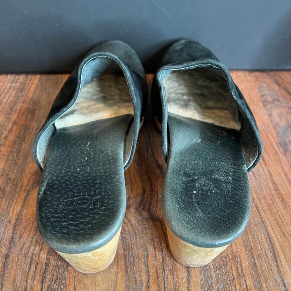 UGG Australia Black Suede Leather Studded Wood Heel‎ Platform Clogs Mules - Picture 7 of 16